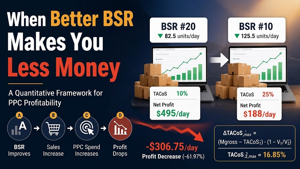 When Better BSR Makes You Less Money: A Quantitative Framework for Amazon PPC Profitability